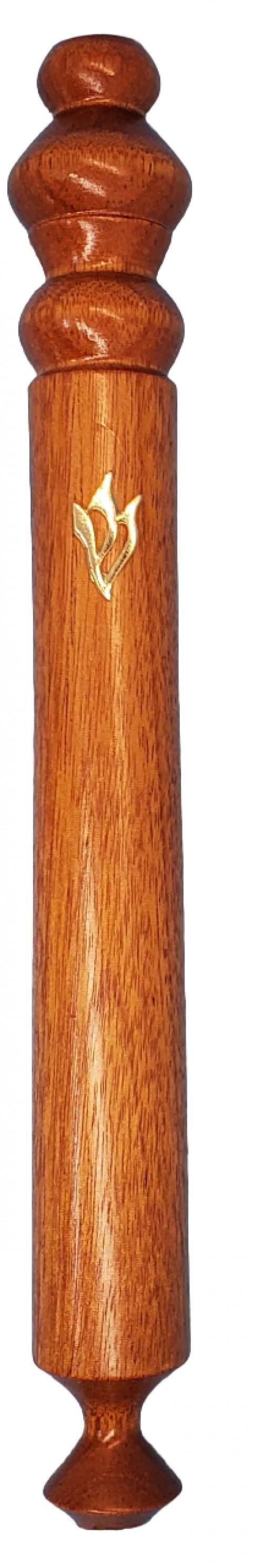 Mezuzah Holder Honduran Mahogany Wood With Gold Shin 15cm Eichlers