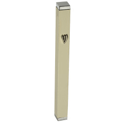 Art Judaica Simple Aluminum Semi-Round Mezuzah Case 10 Cm Blue