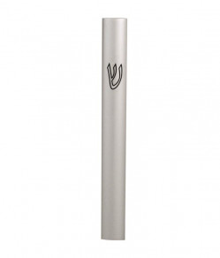 Art Judaica Simple Aluminum Semi-Round Mezuzah Case 10 Cm Blue