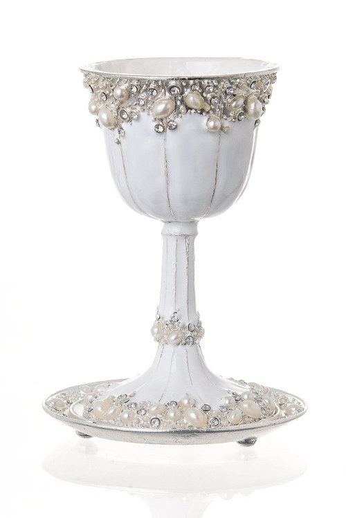 White Jeweled Kiddush Cup Eichlers