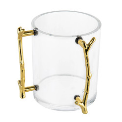 Twig Handle Washing Cup - Metal & Lucite